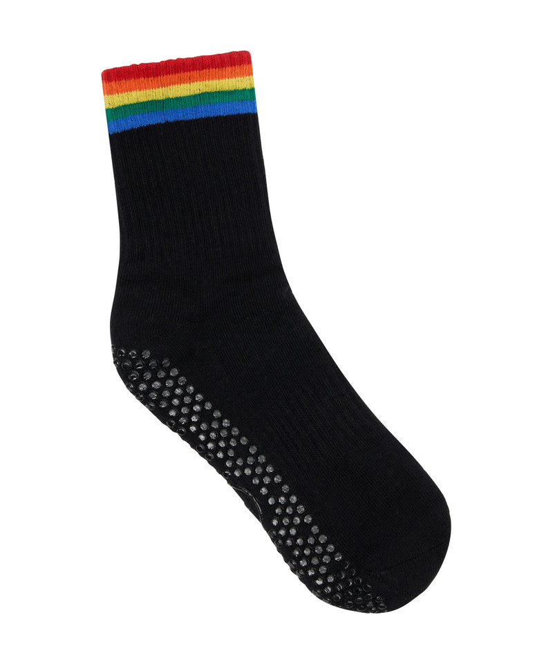High-Quality Crew Non Slip Grip Socks with Rainbow Pride Design