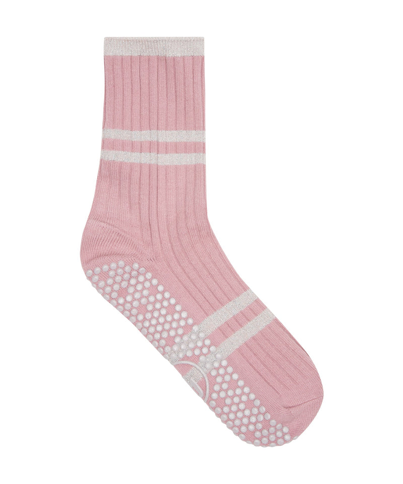 Comfortable and stylish lightweight crew non slip grip socks in dusty rose