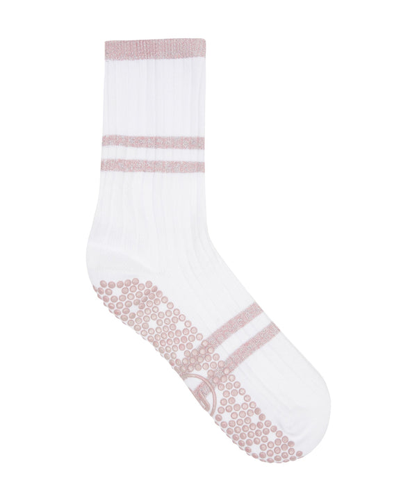 Comfortable and stylish non-slip grip socks with metallic stripe design