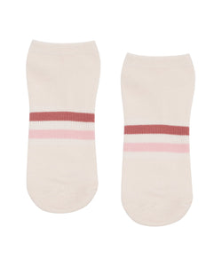 Classic Low Rise Grip Socks - Blush Stripes for Pilates and Yoga