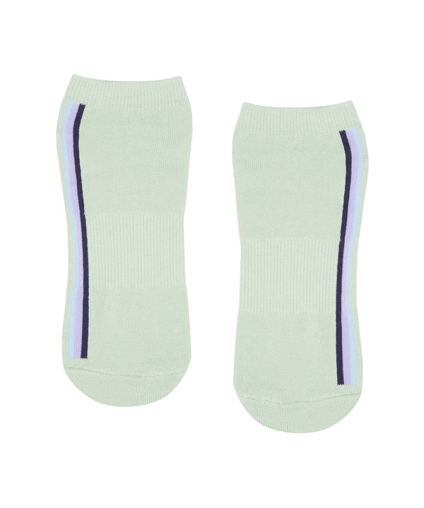 Classic Low Rise Grip Socks in Stellar Stripes Mint, perfect for workouts