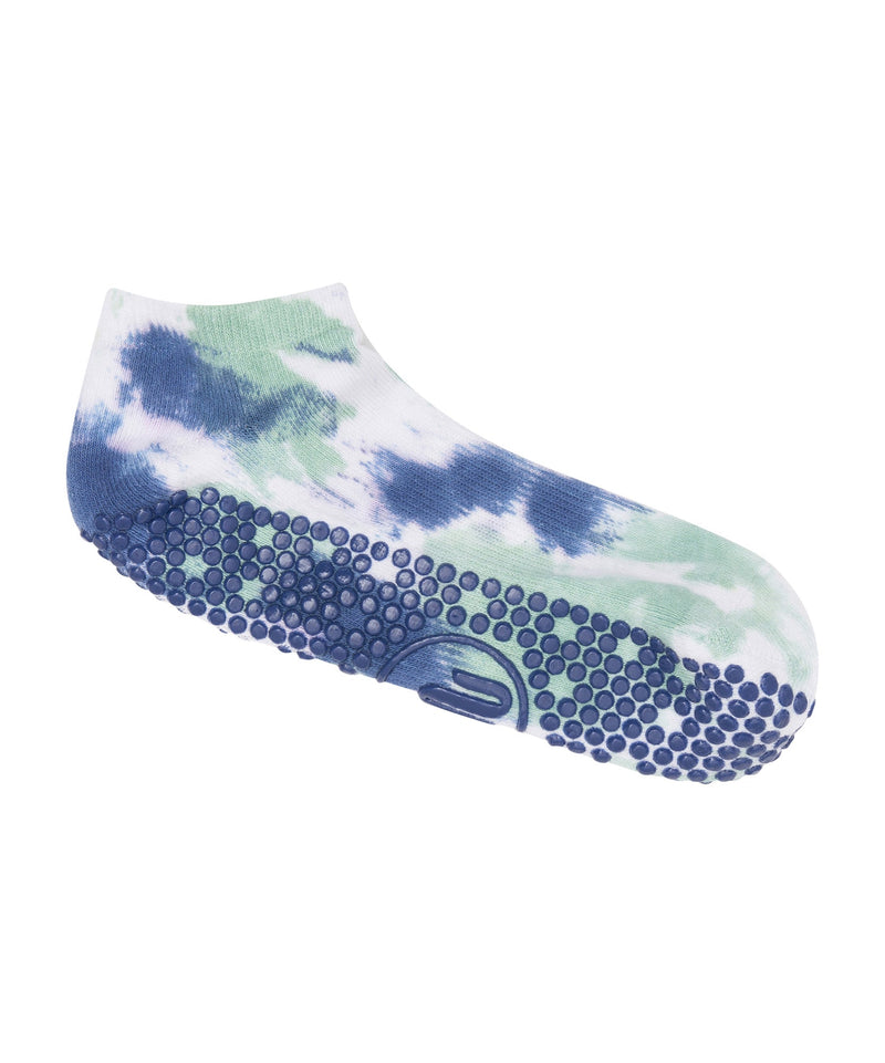 Colorful tie-dye low rise grip socks with a classic design