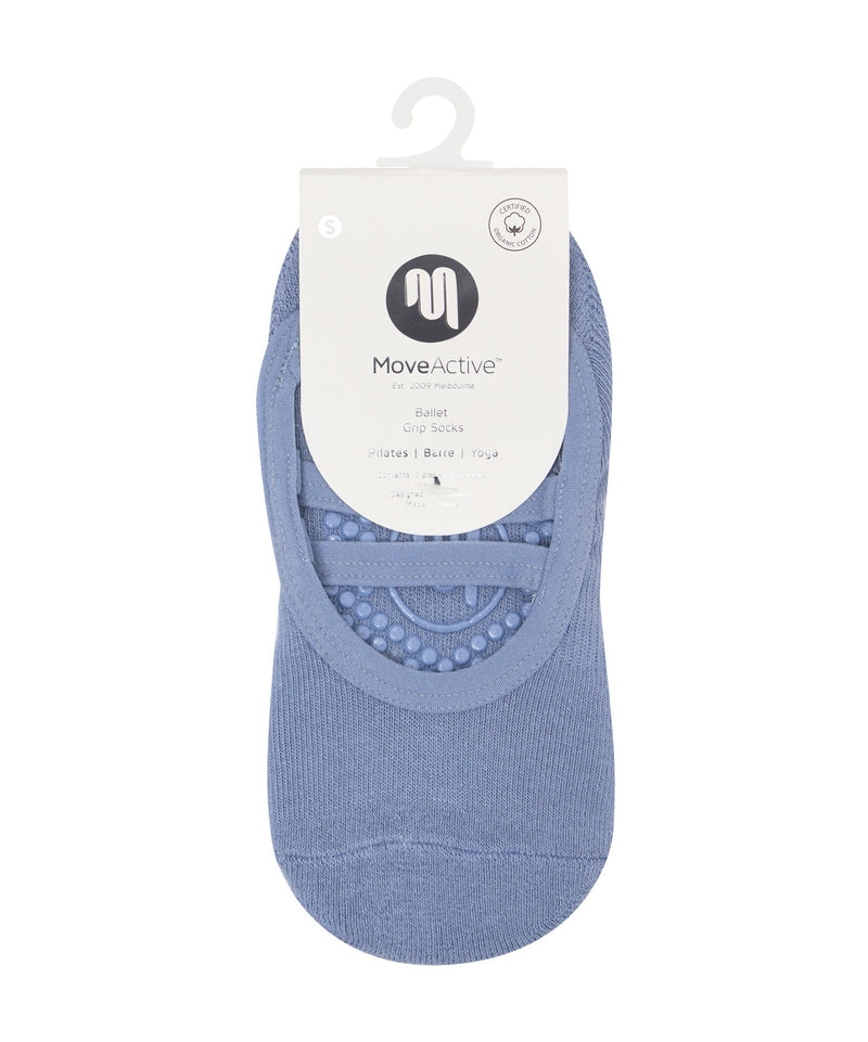 Non slip grip socks in denim blue for women's ballet and dance classes