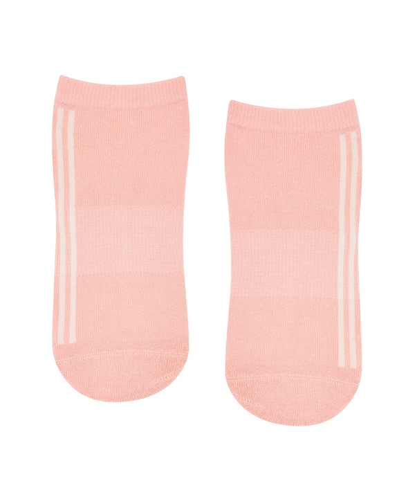 Classic Low Rise Grip Socks in Guava Stripes for Pilates and Yoga