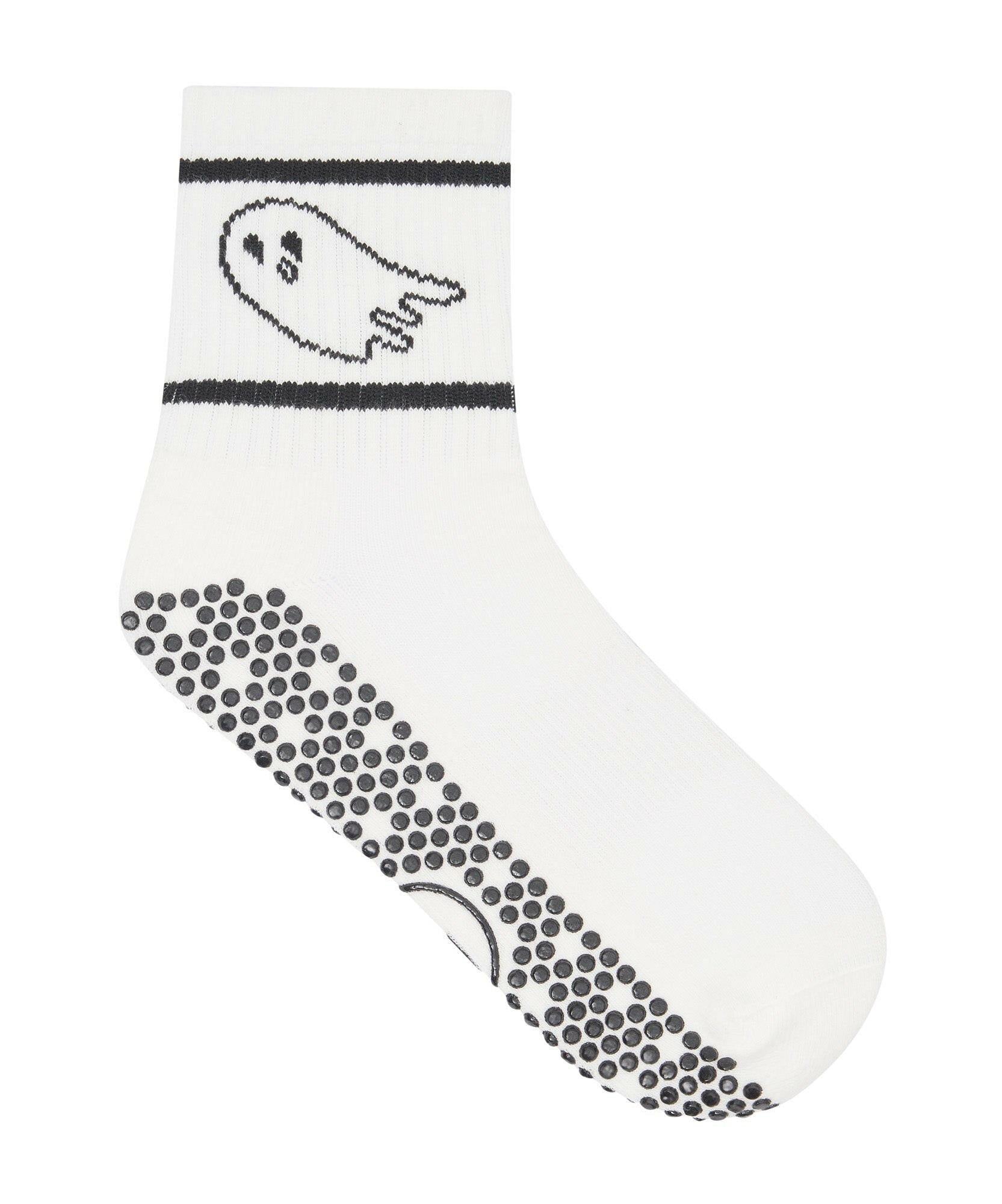 Crew Non Slip Grip Socks - Ghost White with durable, non-slip rubber grips