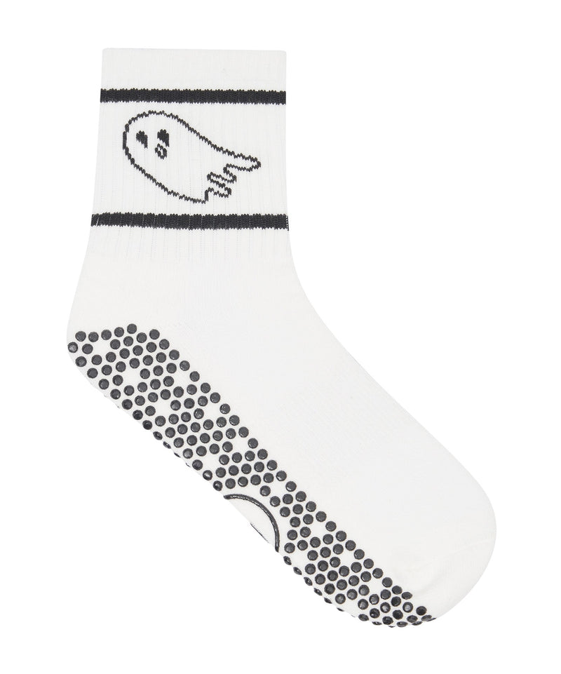 Crew Non Slip Grip Socks - Ghost White with durable, non-slip rubber grips