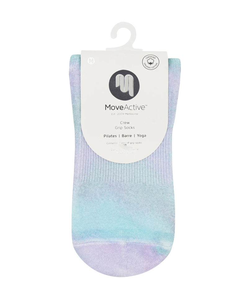 Colorful and comfortable crew socks with non-slip grip for yoga
