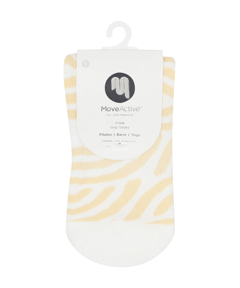 Seashell swirl crew socks with non-slip grip for stability and style