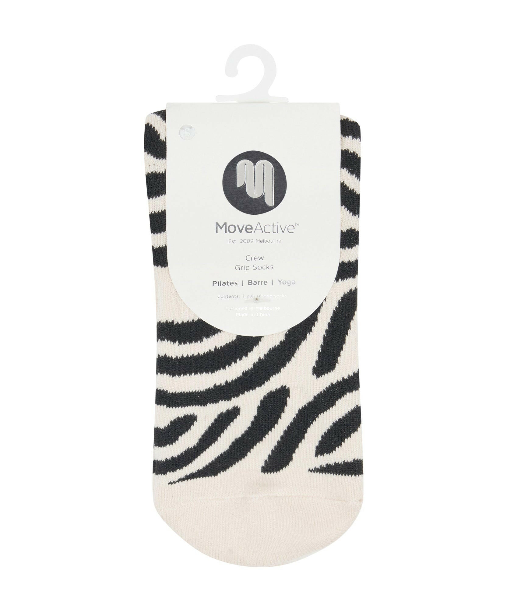 Stylish and functional Crew Non Slip Grip Socks in Monochrome Swirl pattern