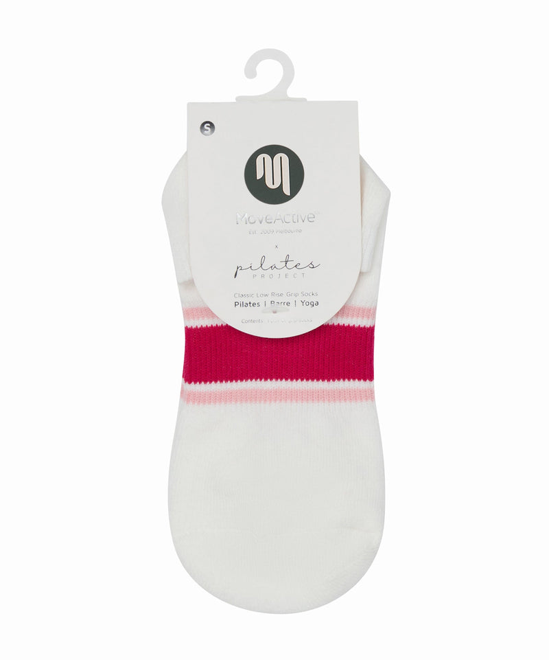 Classic Low Rise Grip Socks - Playful Pink Stripes