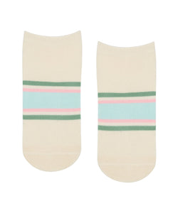 Classic Low Rise Grip Socks with Fleur Stripes for women
