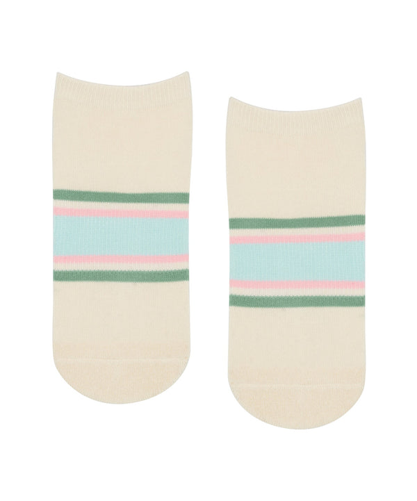 Classic Low Rise Grip Socks with Fleur Stripes for women