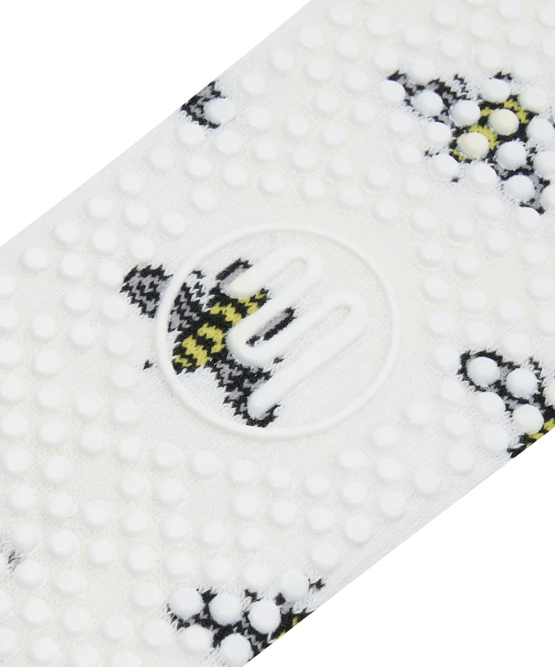 Classic low rise socks with grippy bottoms and Busy Bee print