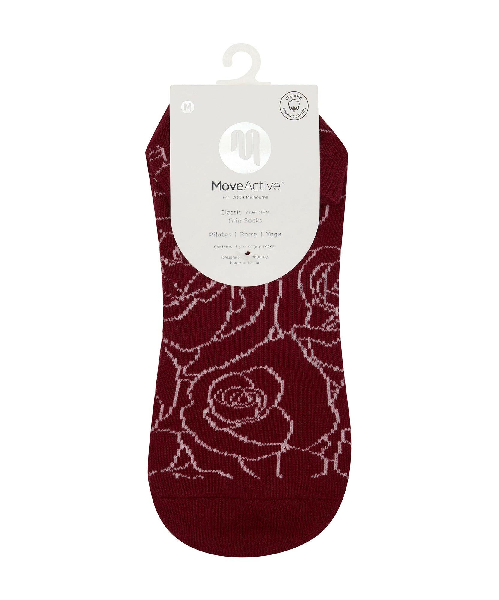 Classic Low Rise Grip Socks - Rose Garden.