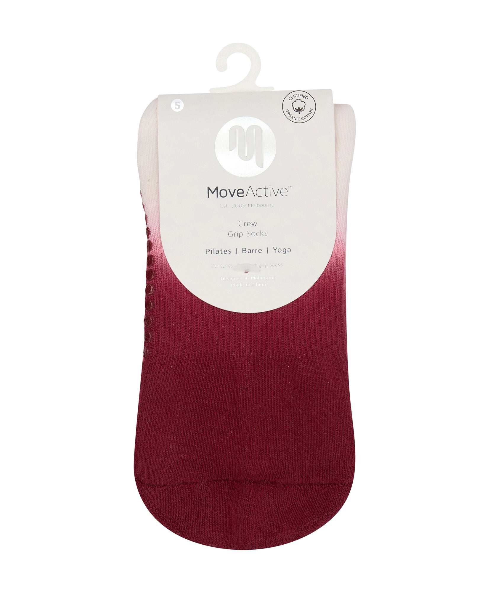 Crew Non Slip Grip Socks - Berry Kiss.