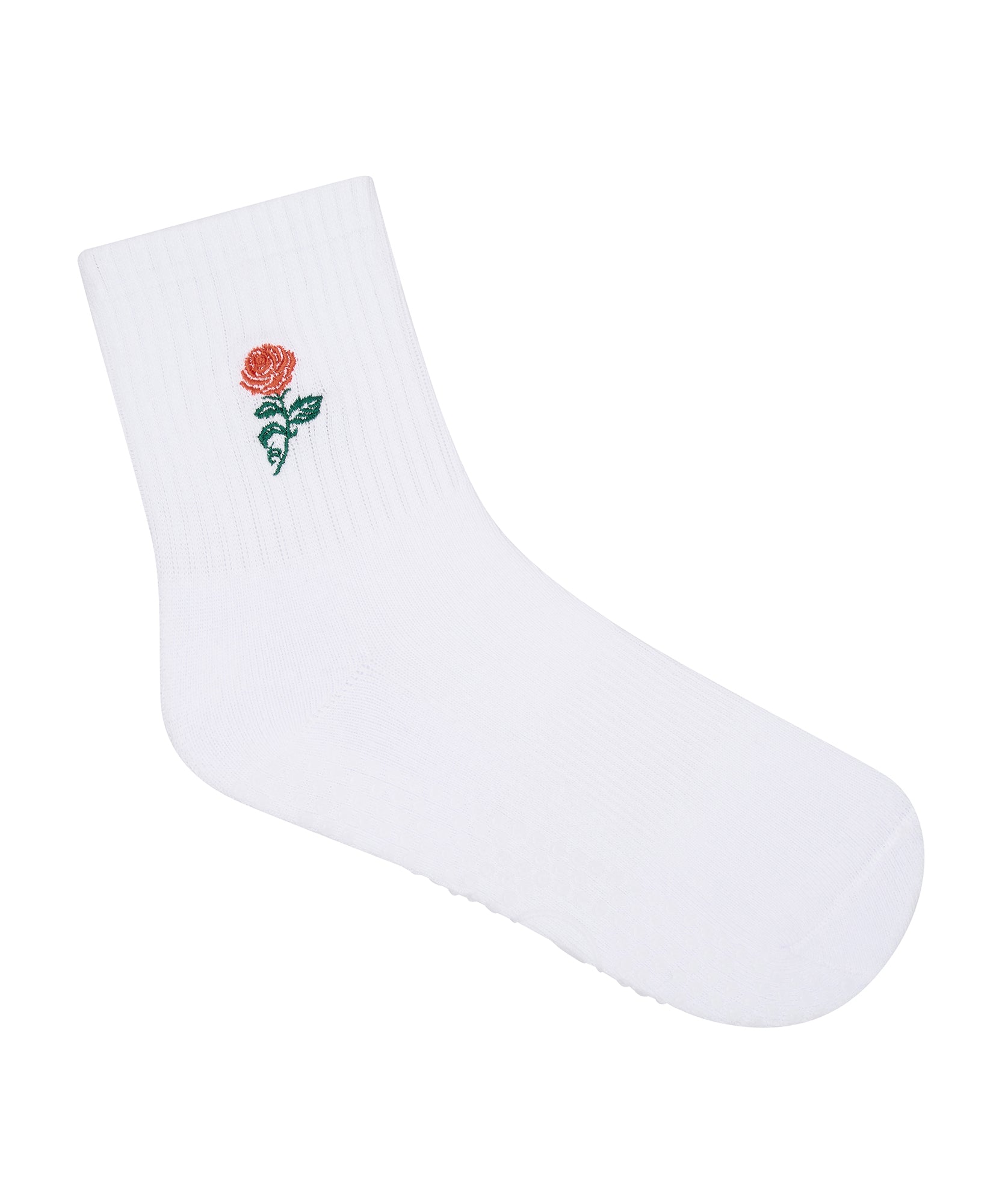 Crew Non Slip Grip Socks - Vintage Rose White.