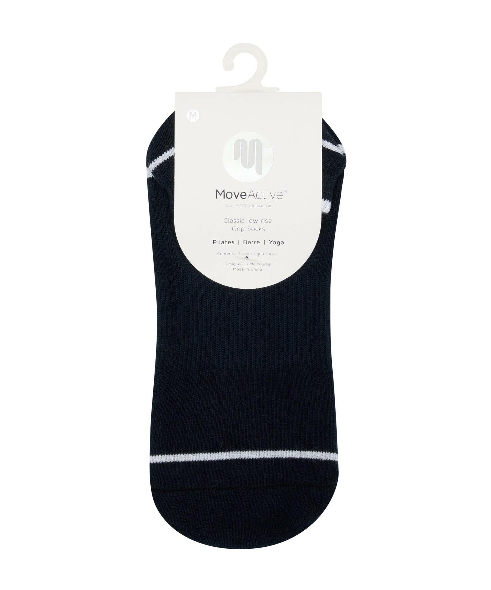 Men's Classic Low Rise Grip Socks - Navy Stripe.