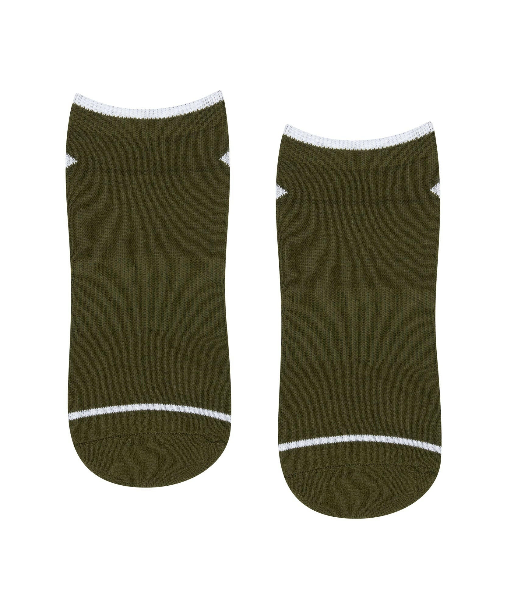 Men's Classic Low Rise Grip Socks - Khaki Stripe.