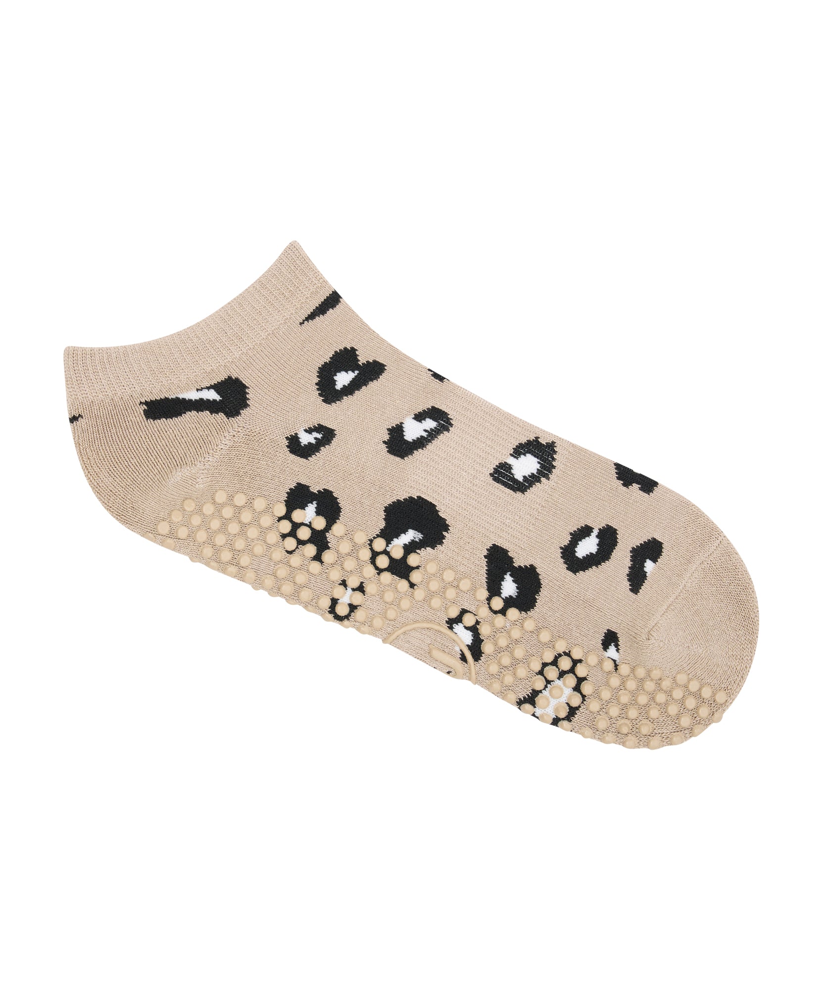 Classic Low Rise Grip Socks - Cheetah Nude