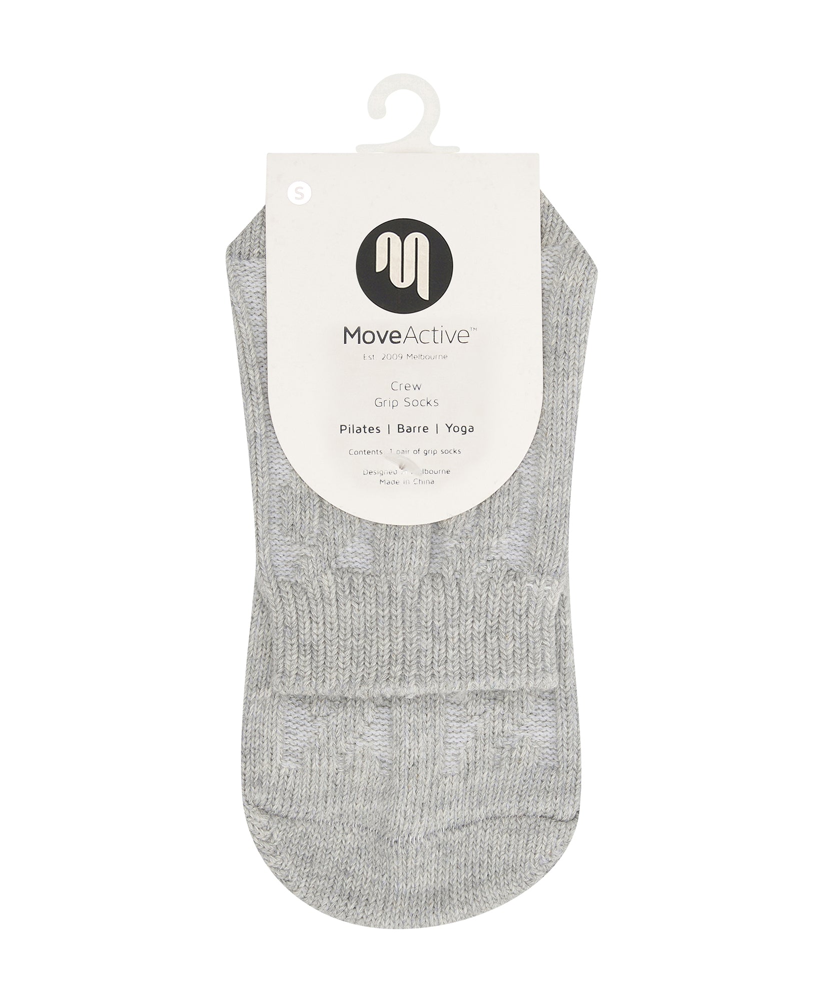 Crew Non Slip Grip Socks - Cable-Knit Marle Grey