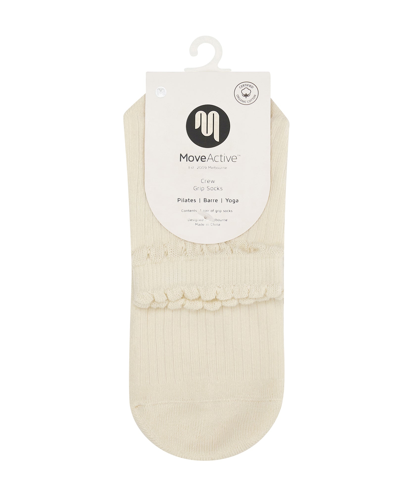 Crew Non Slip Grip Socks - Heart Ruffle Oat
