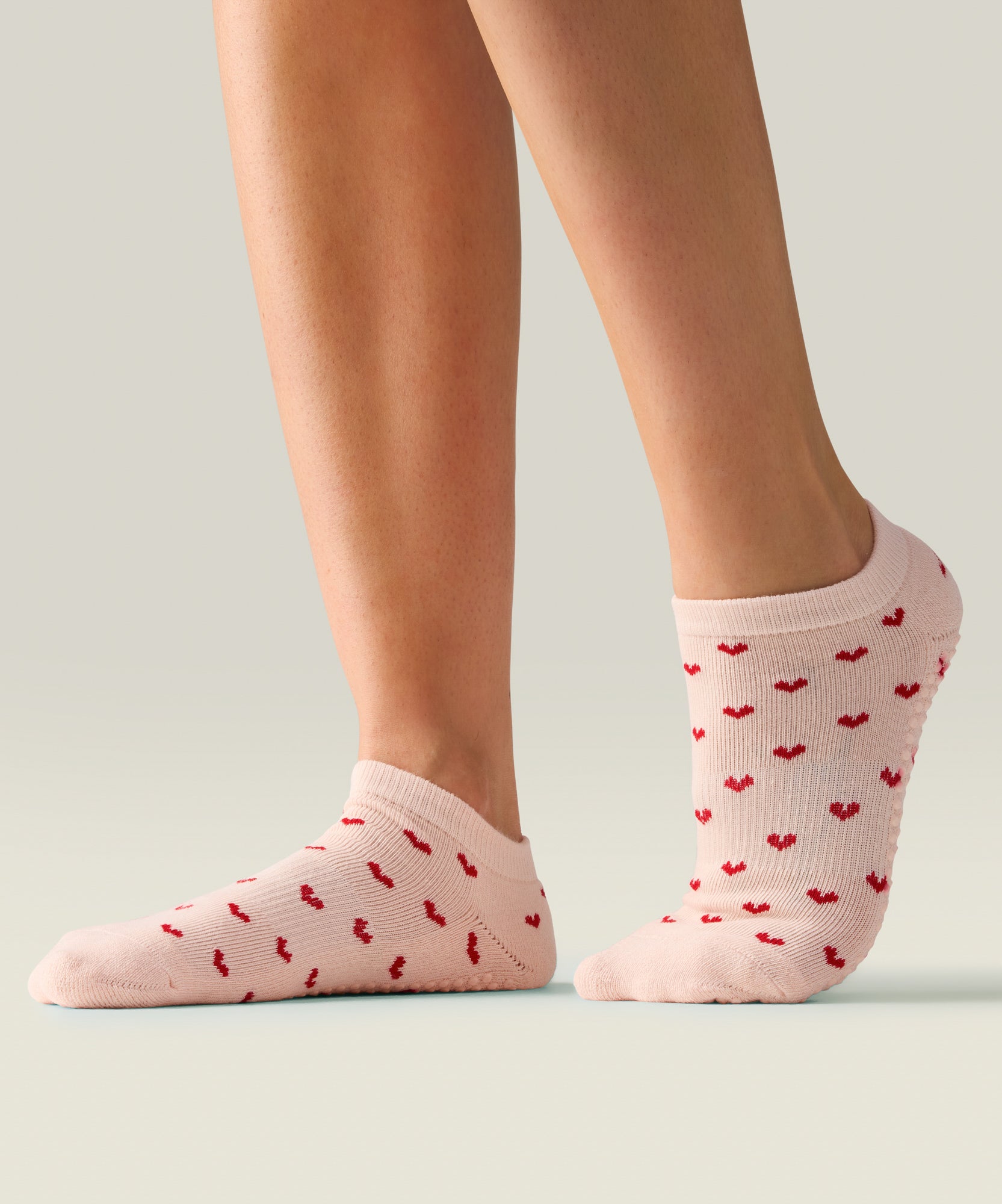 Classic Low Rise Grip Socks - Pink Heart