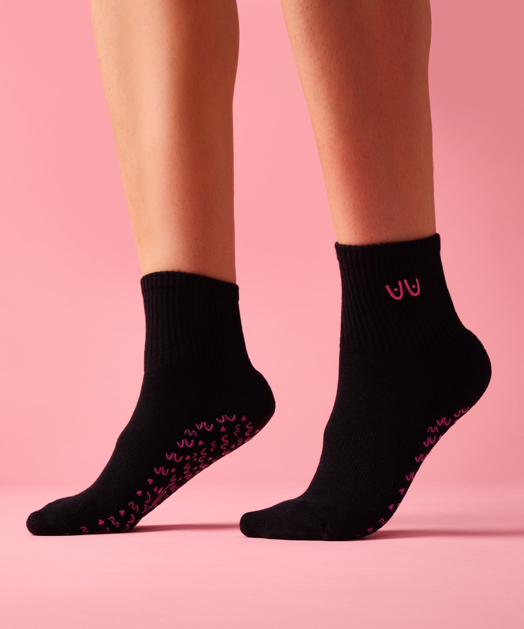 Crew Non Slip Grip Socks - Power in Pairs Black