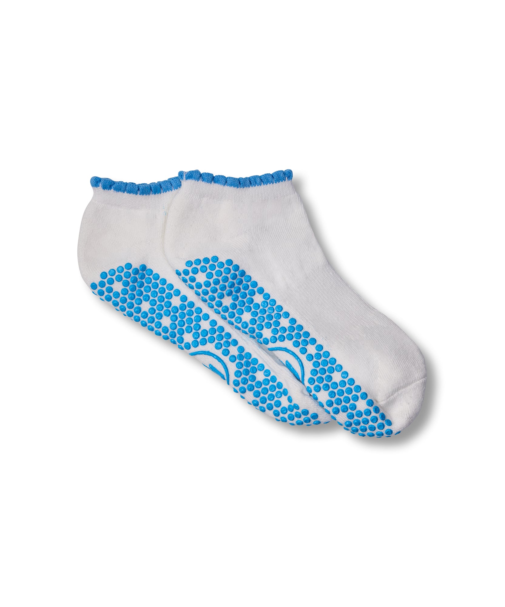 Classic Low Rise Grip Socks - Ivory Blue Ruffle