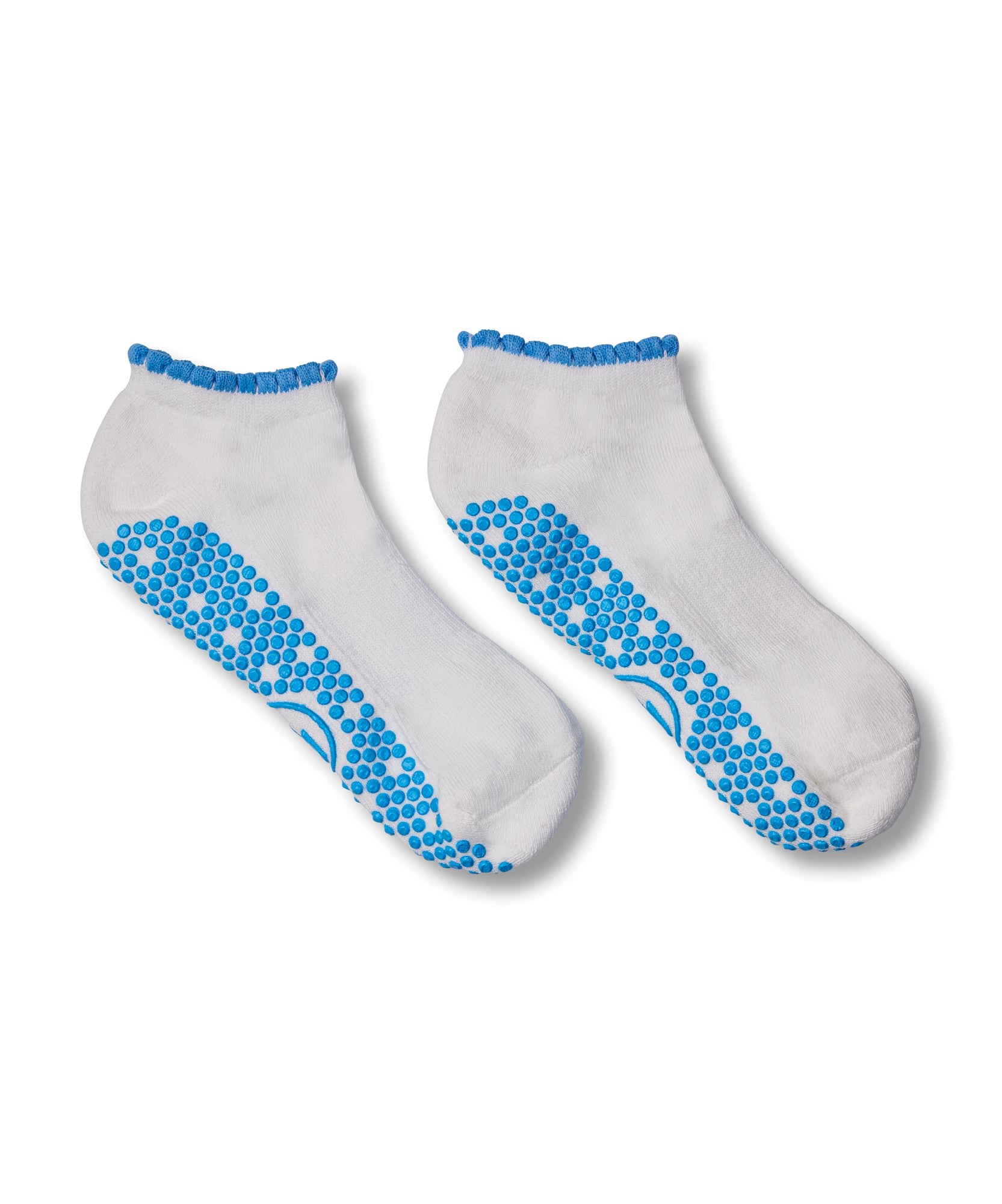 Classic Low Rise Grip Socks - Ivory Blue Ruffle