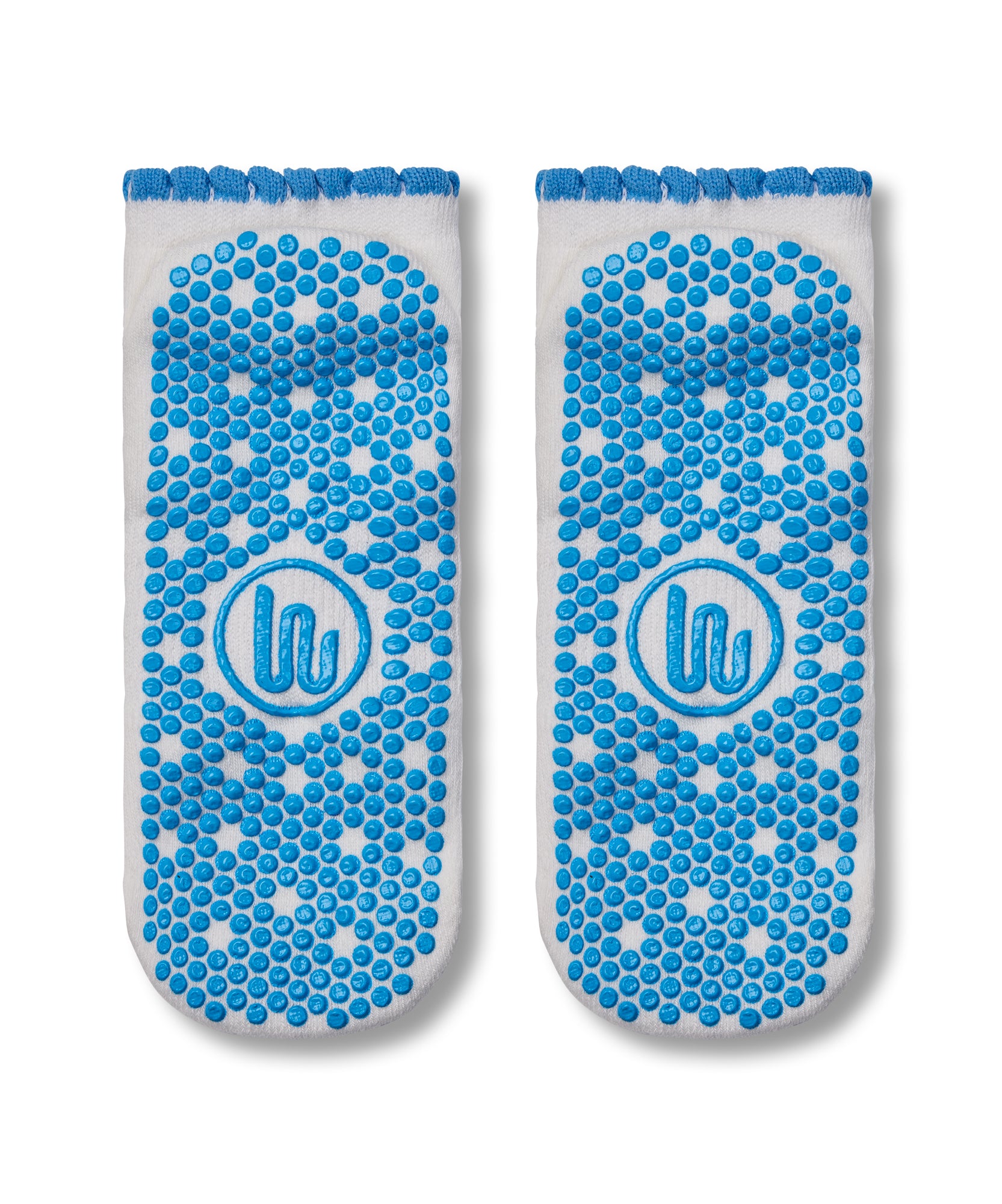 Classic Low Rise Grip Socks - Ivory Blue Ruffle