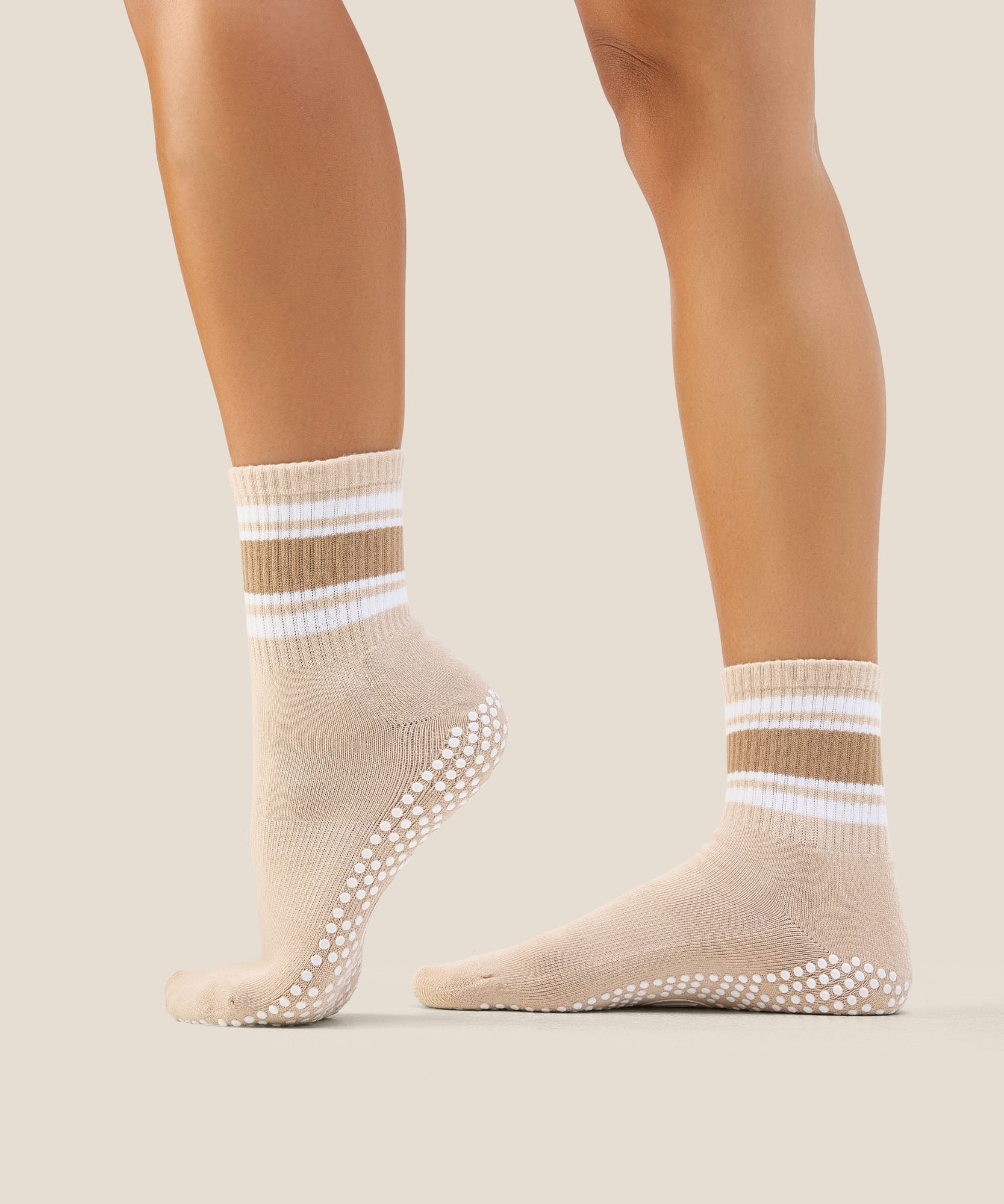 Crew Grip Socks - Beige Stripes