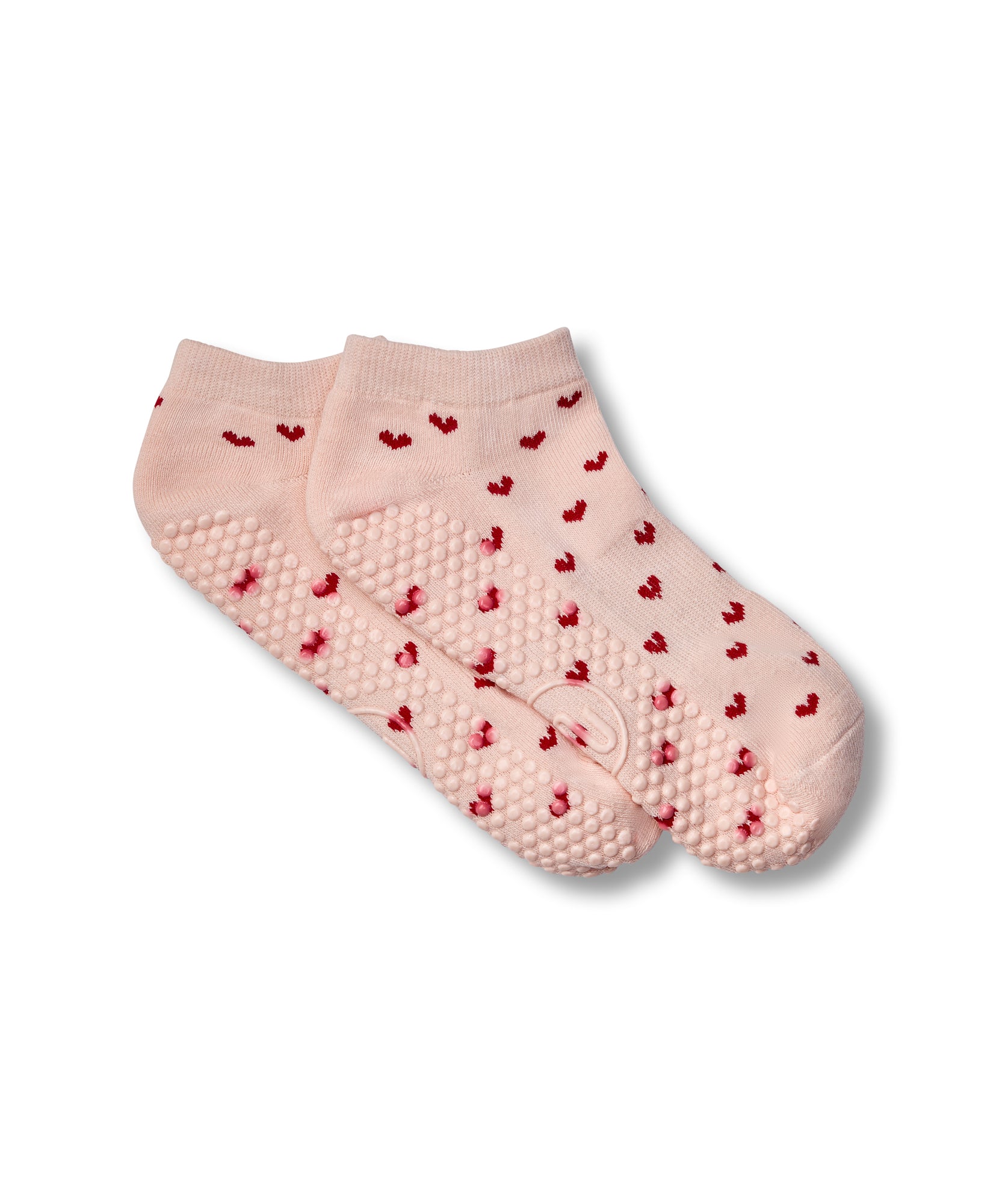 Classic Low Rise Grip Socks - Pink Heart