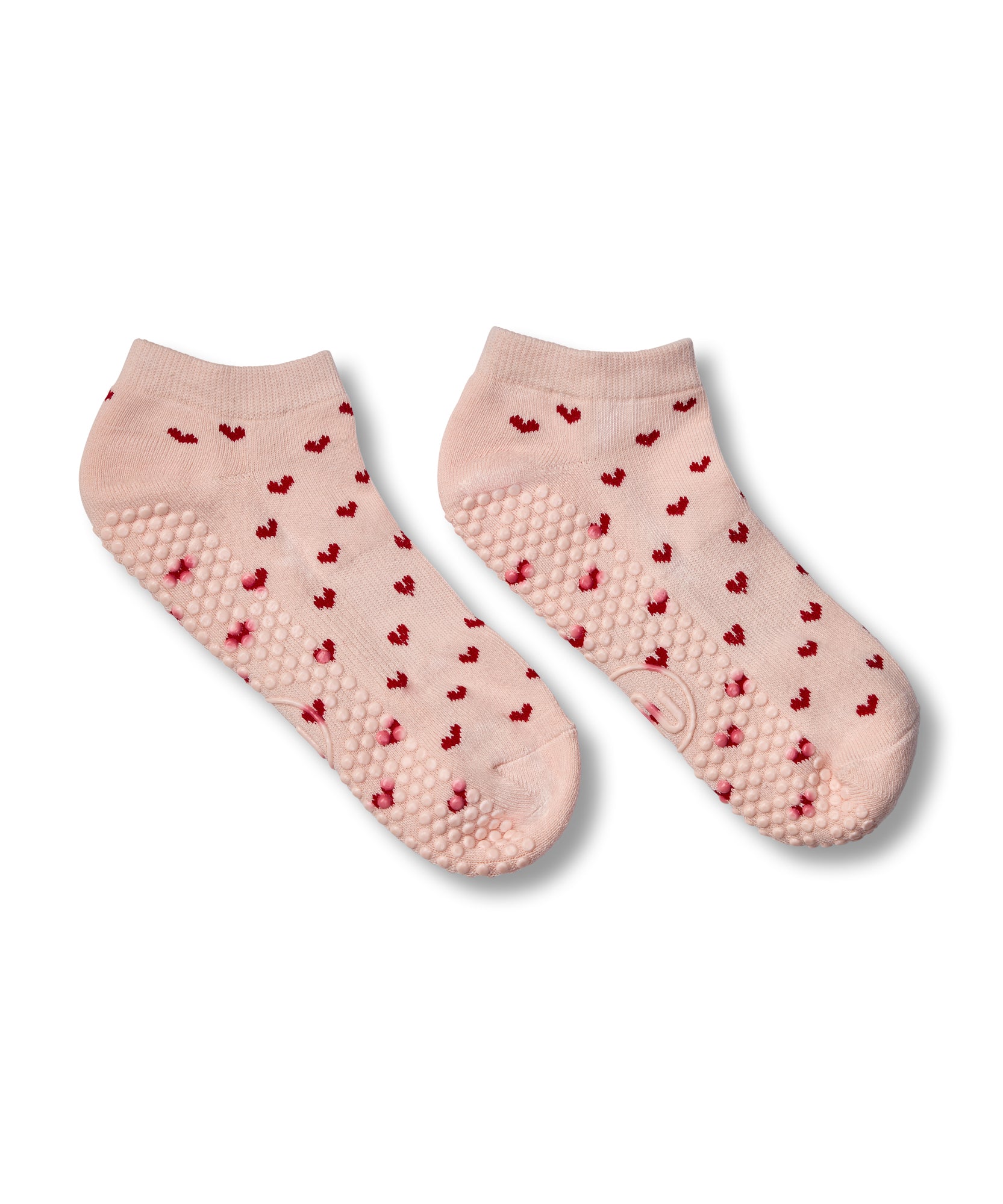 Classic Low Rise Grip Socks - Pink Heart