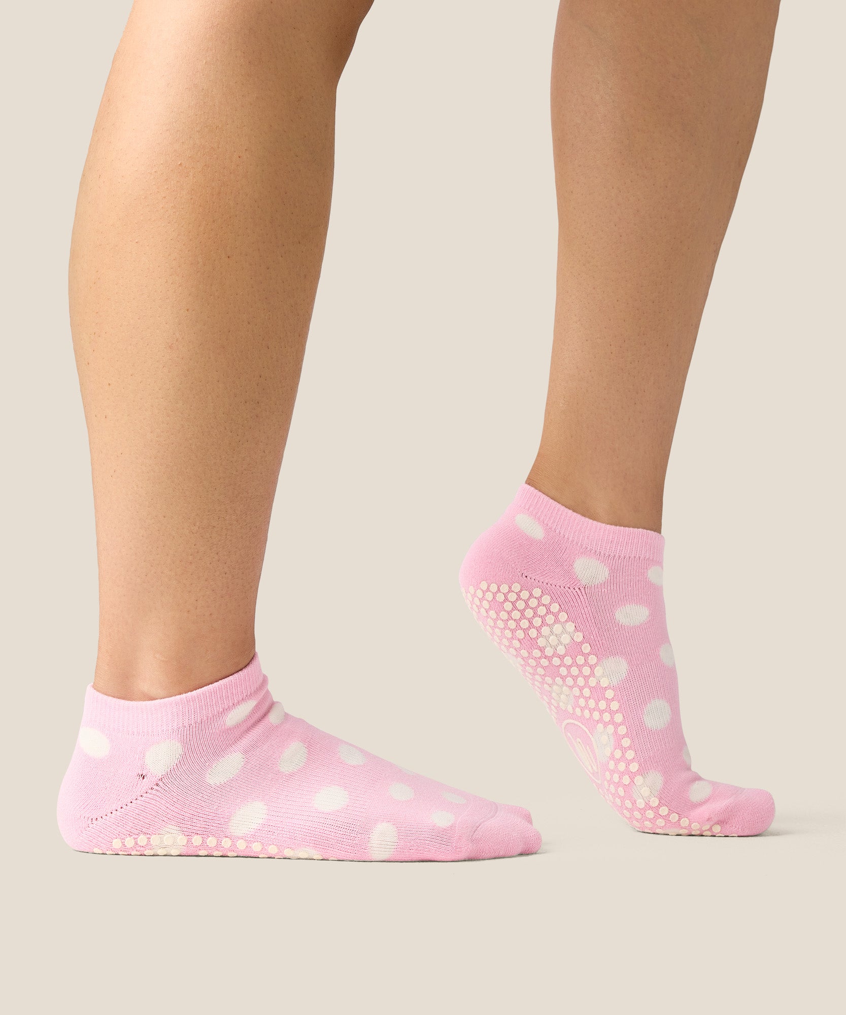 Low Rise Grip Socks - Polka Dot Pink