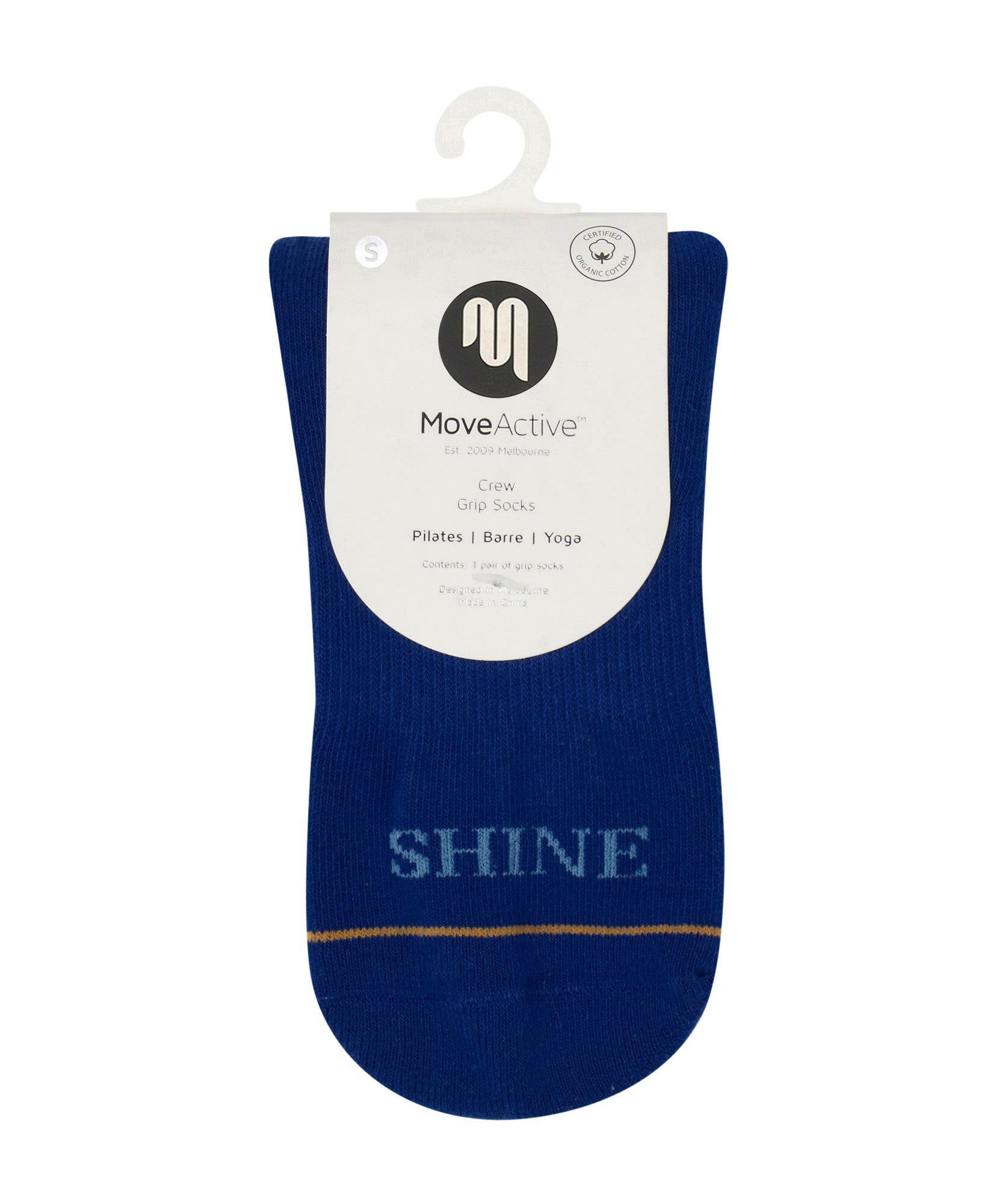 Crew Non Slip Grip Socks - Cobalt Rise & Shine.