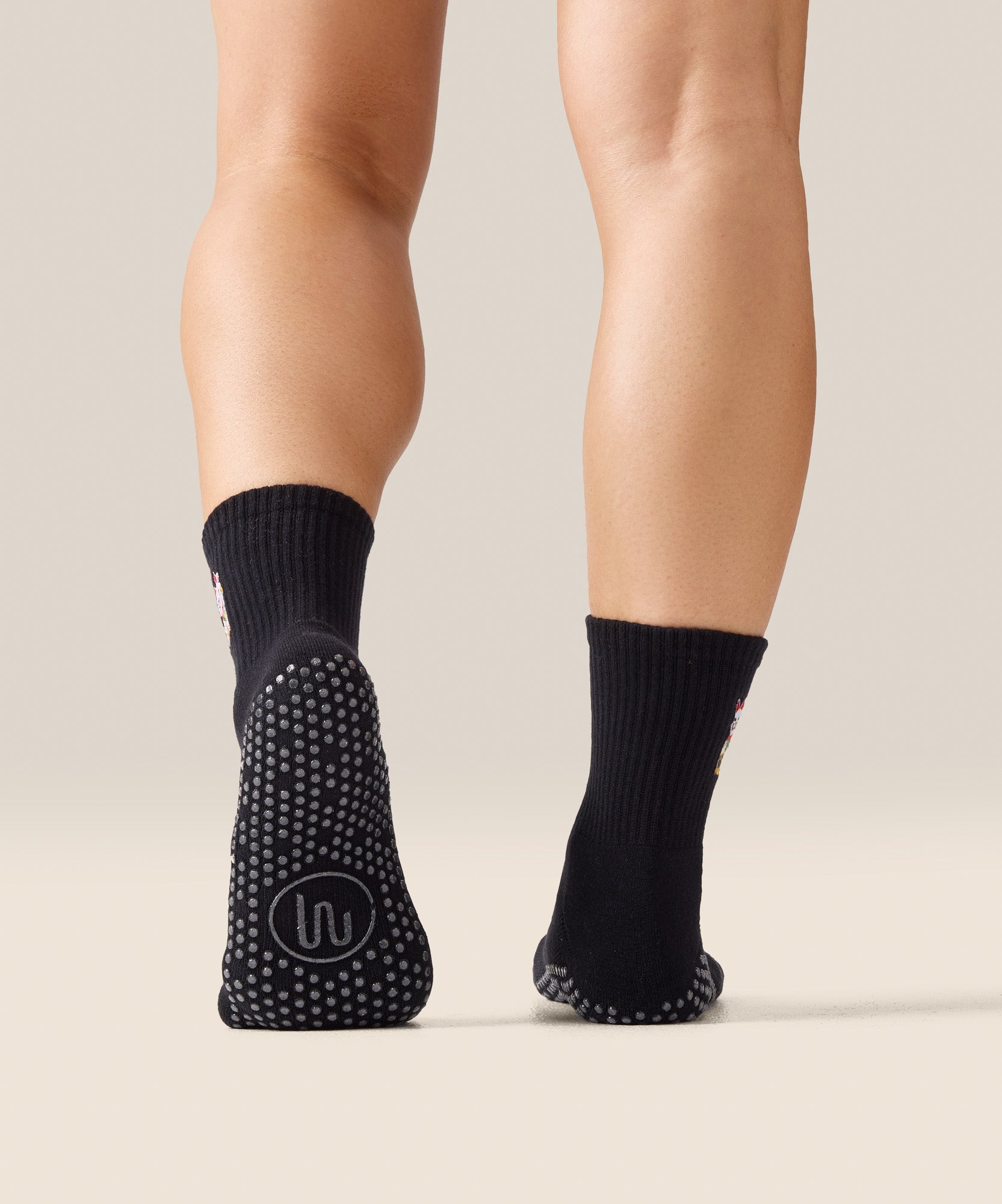 Crew Non Slip Grip Socks - Fortune Kitty Black