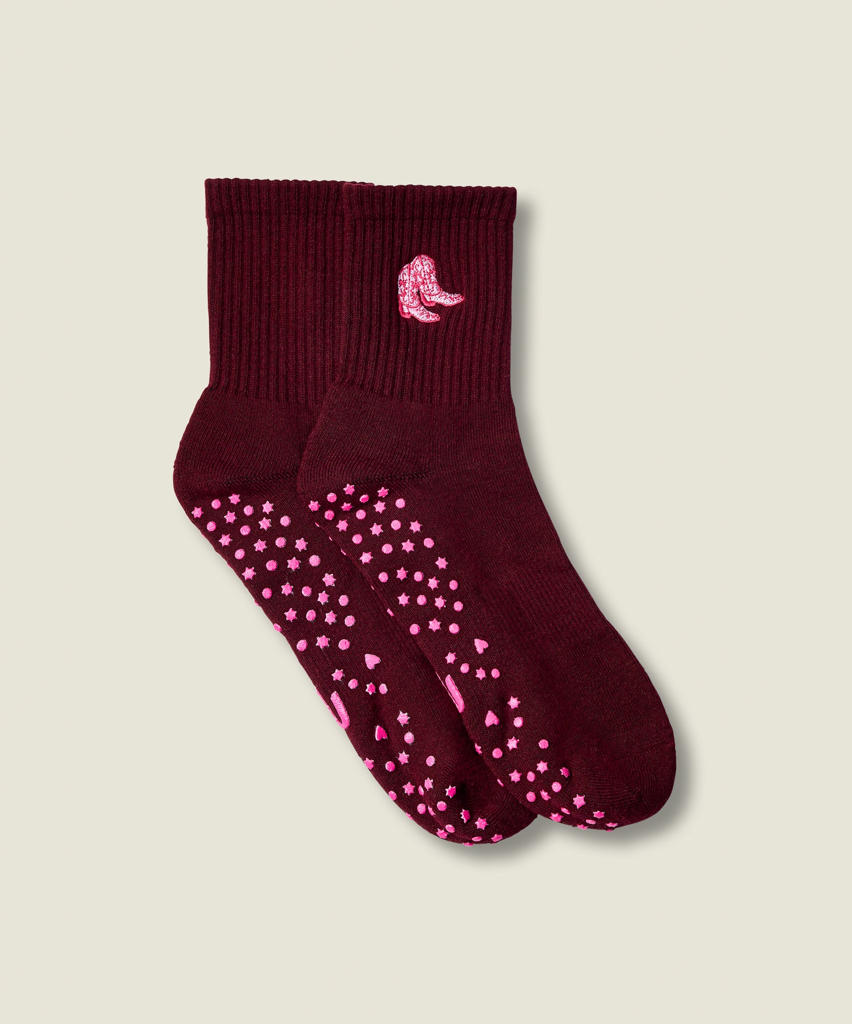 Crew Non Slip Grip Socks - Boot Scootin' Mulberry
