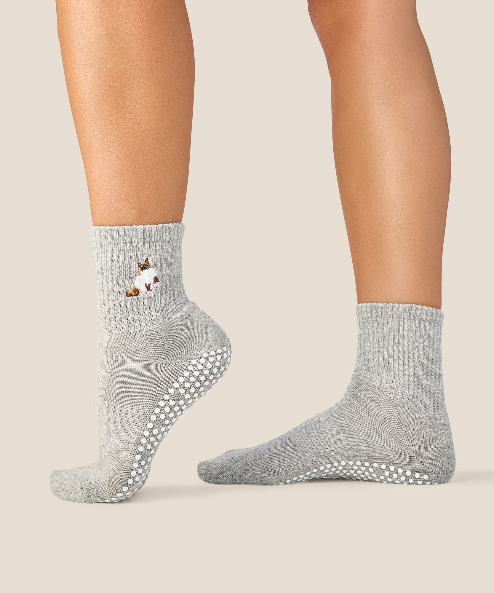 Crew Grip Socks - Ginger Cat Grey Marle