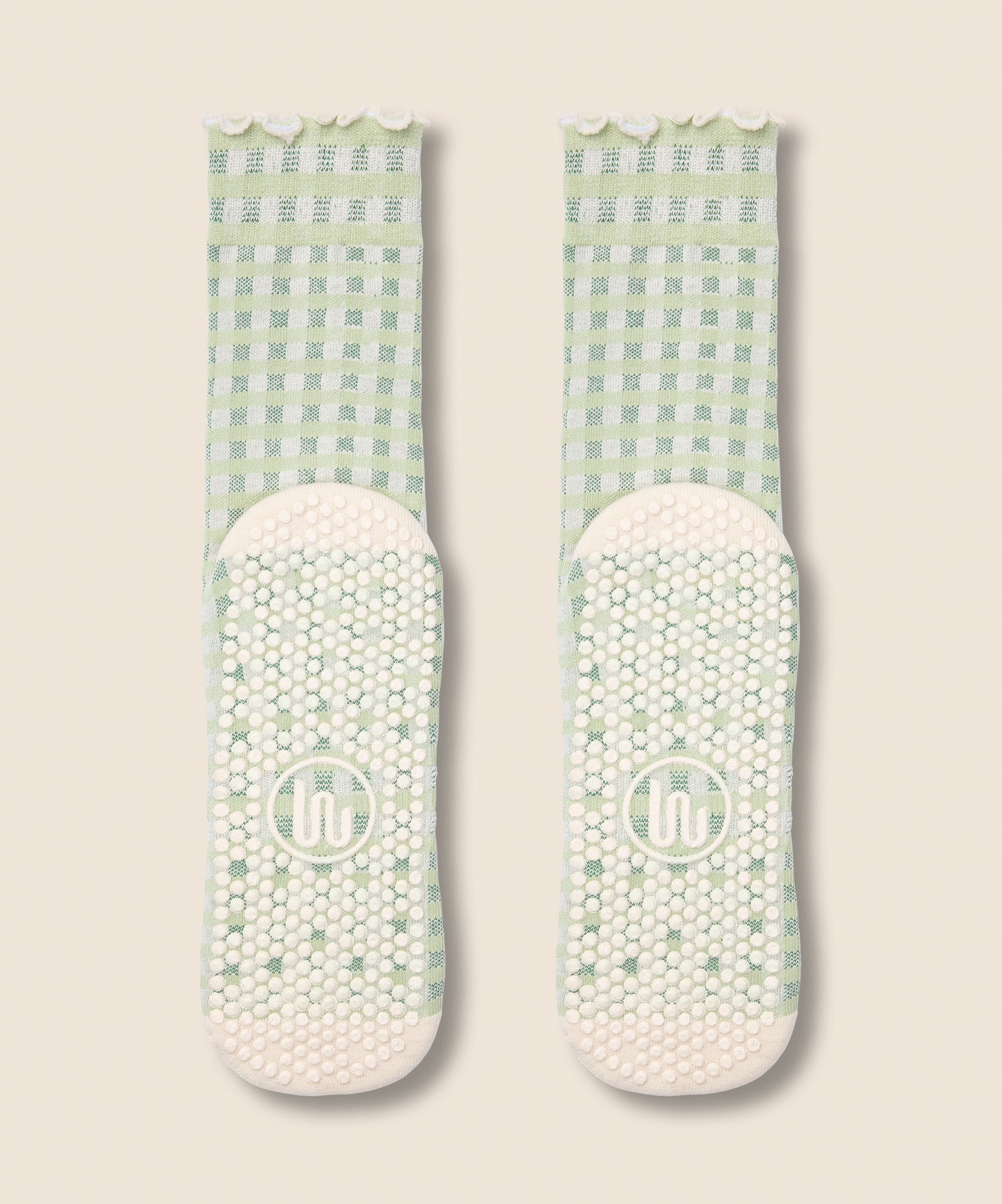 Crew Grip Socks - Gingham Frill Mint