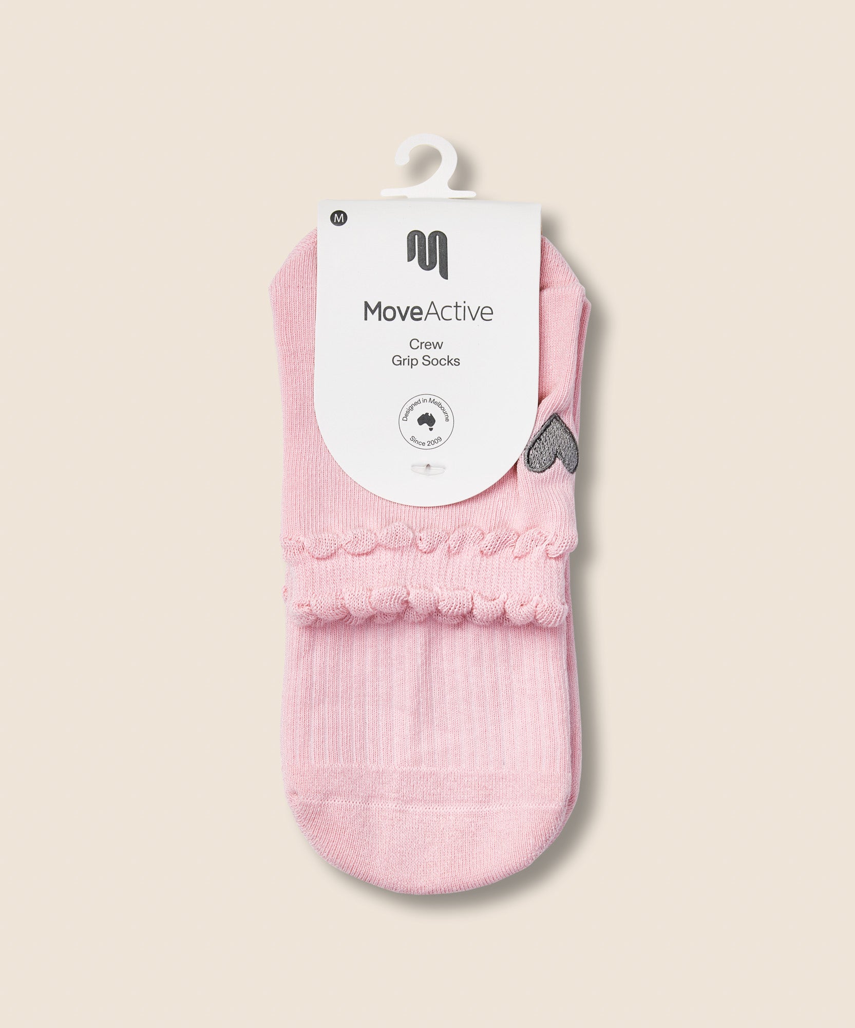 Crew Grip Socks - Heart Ruffle Pink