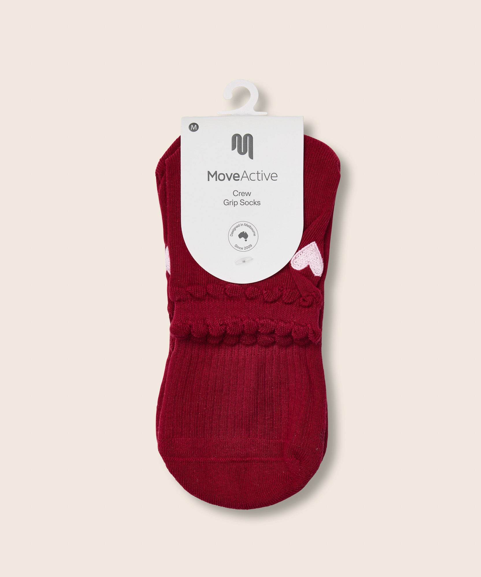 Crew Grip Socks - Heart Ruffle Burgundy