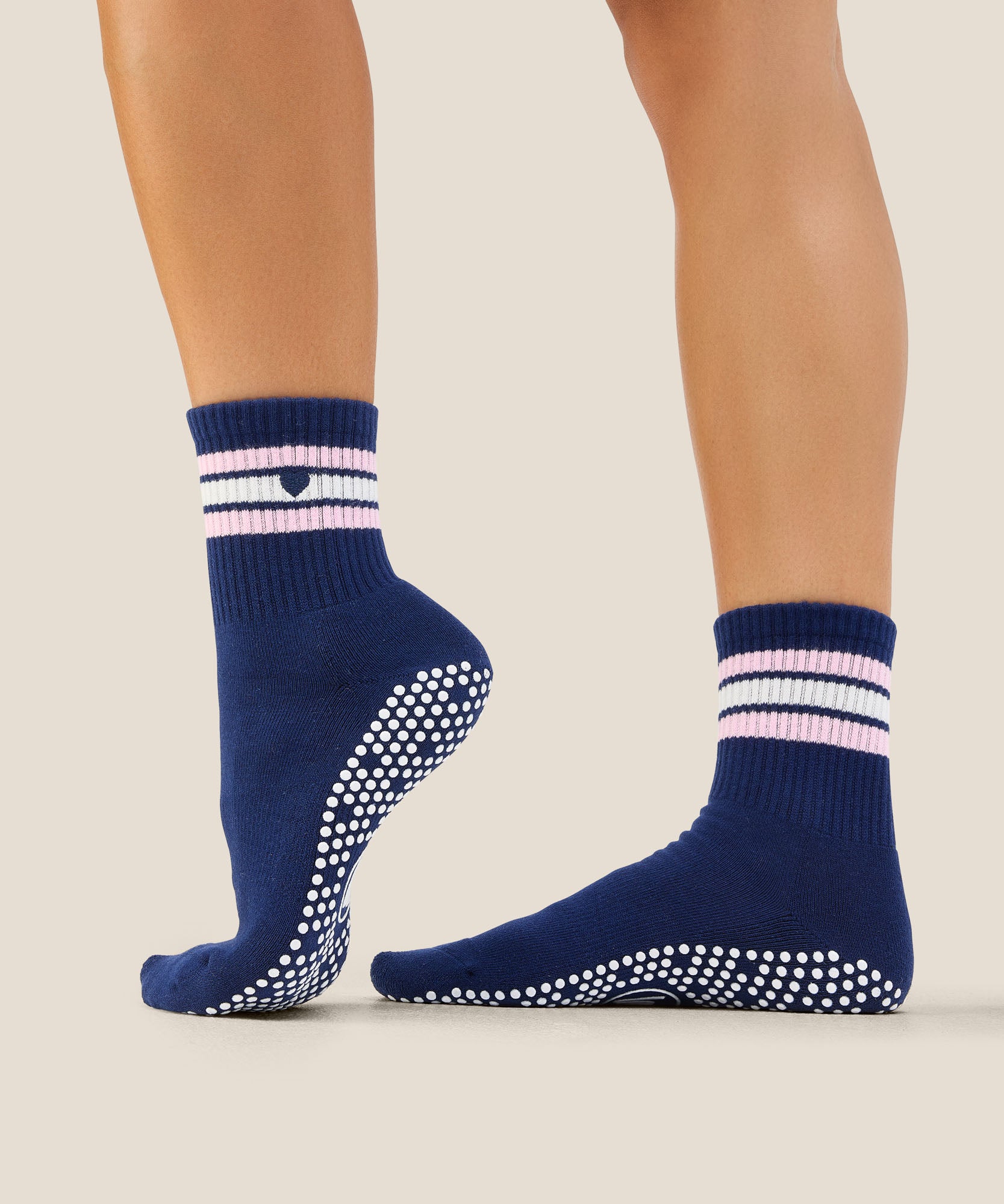 Crew Grip Socks - Mini-Heart Stripe Navy