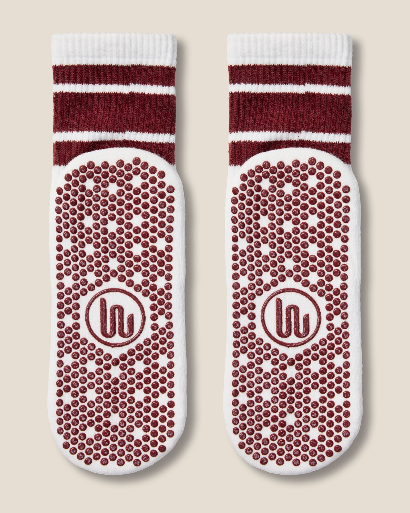 Crew Grip Socks - White Cabernet Stripe