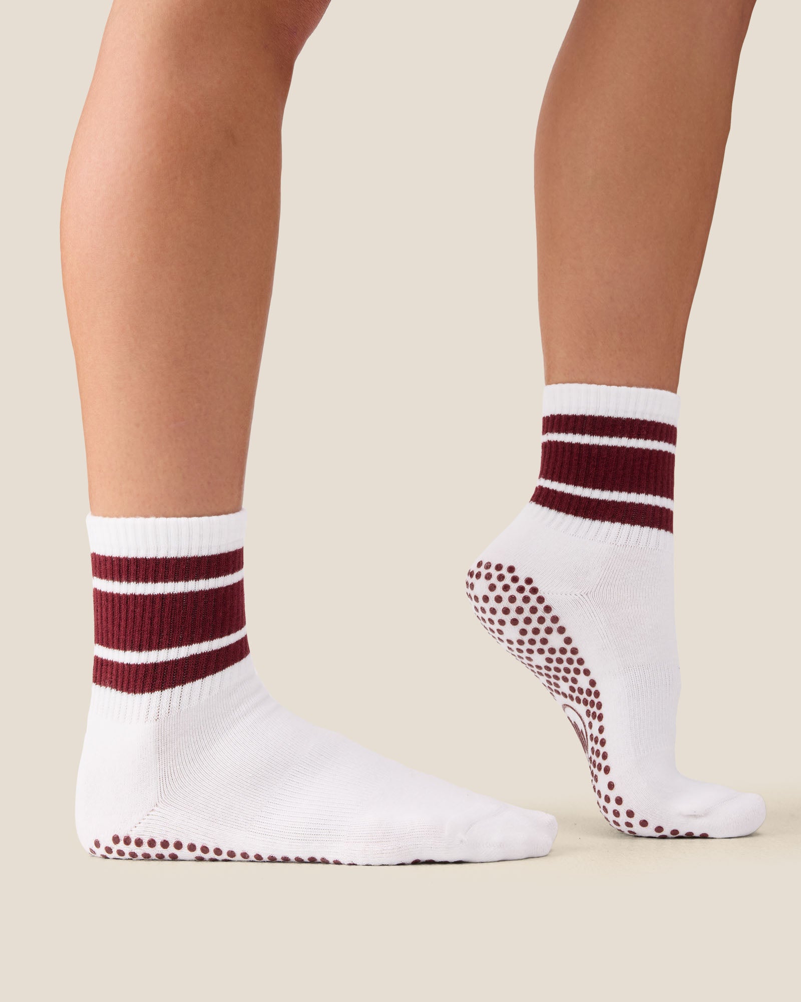 Crew Grip Socks - White Cabernet Stripe
