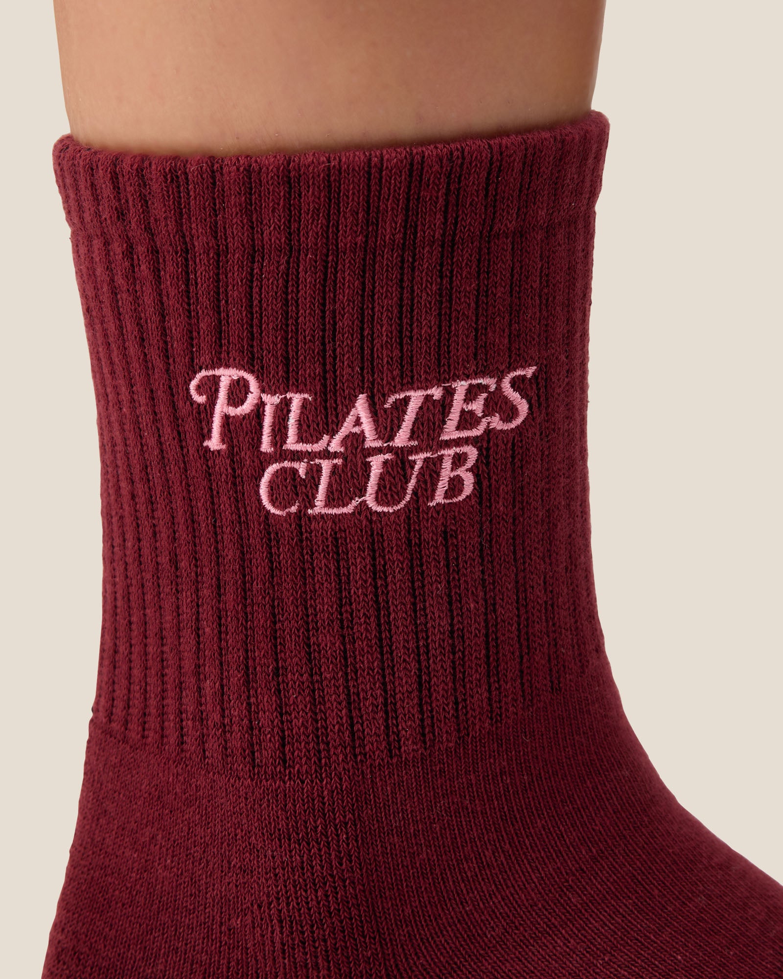 Crew Grip Socks - Pilates Club Cabernet