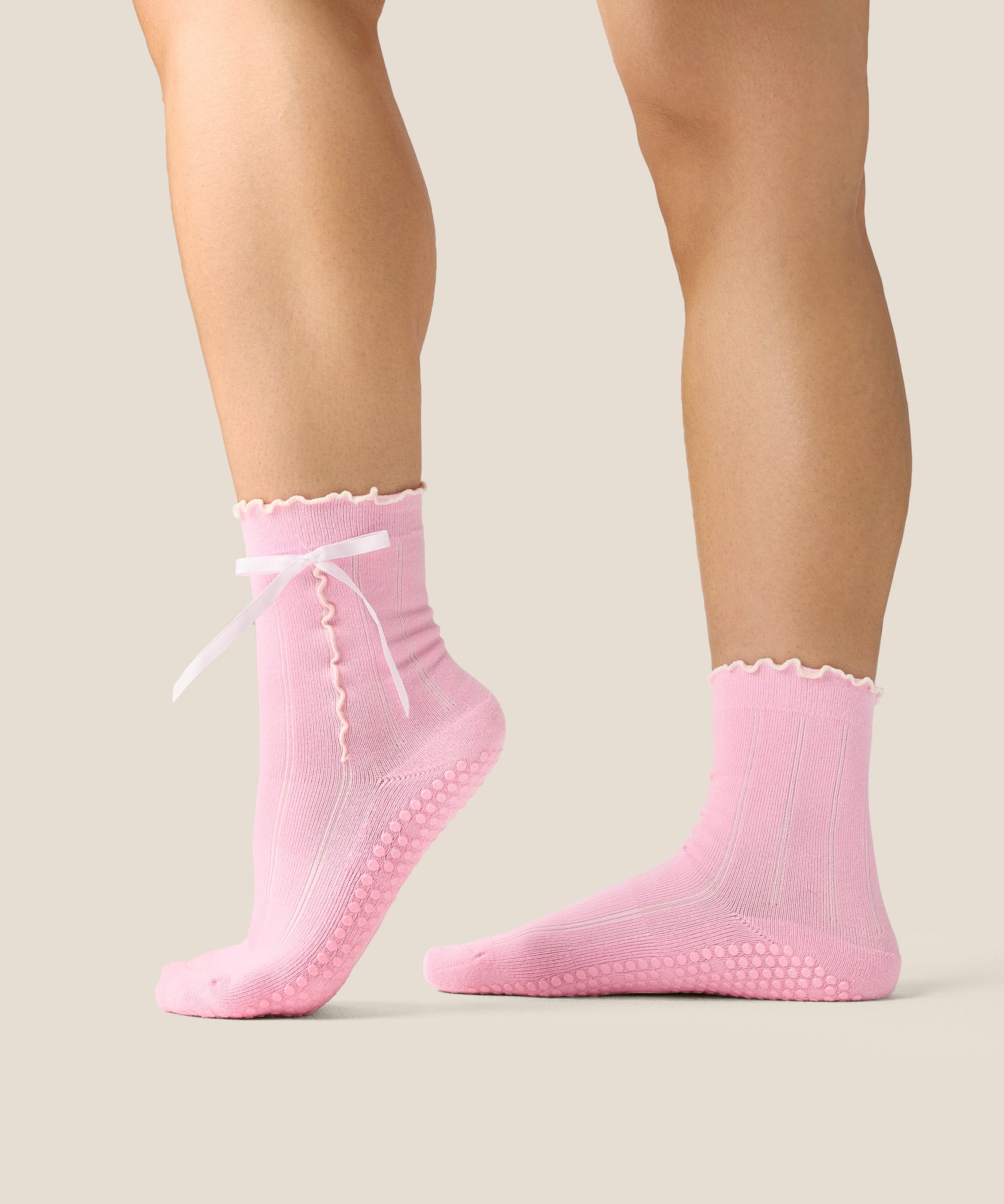 Crew Grip Socks - Sweet Bow Pink