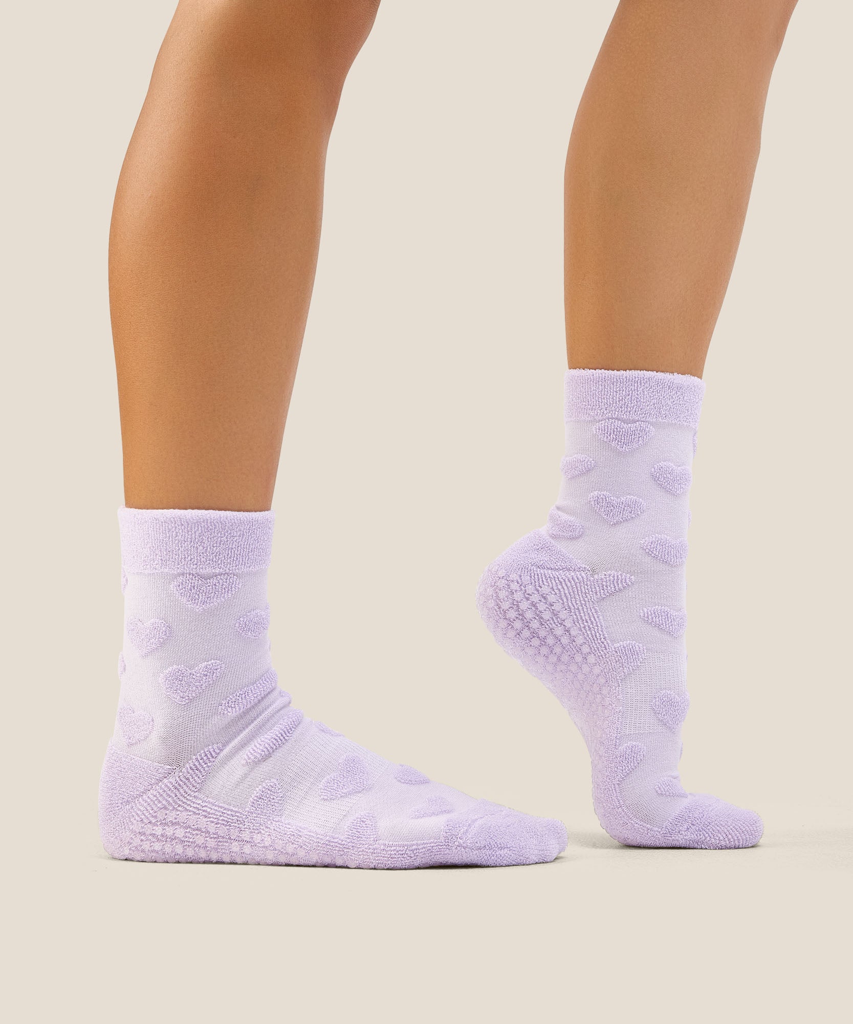 Crew Grip Socks - Terry Heart Lilac