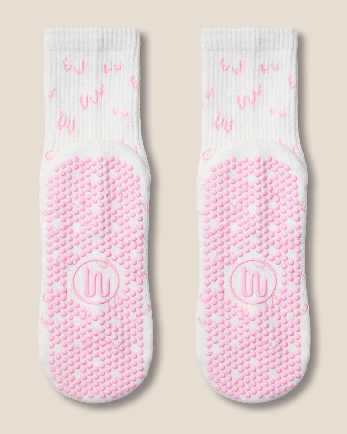 Crew Grip Socks - Breast Cancer White