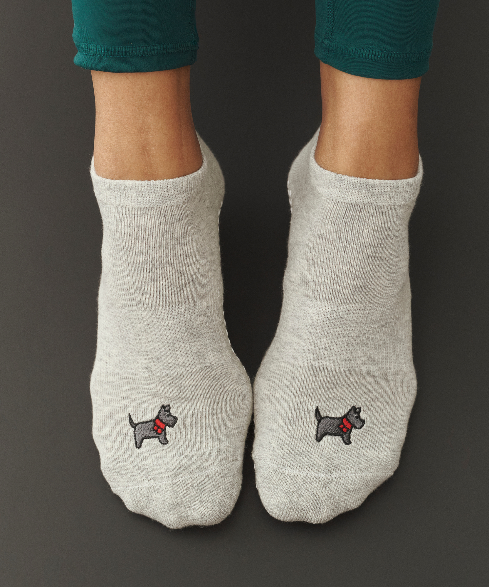 Classic Low Rise Grip Socks - Cosy Pup Marle Grey
