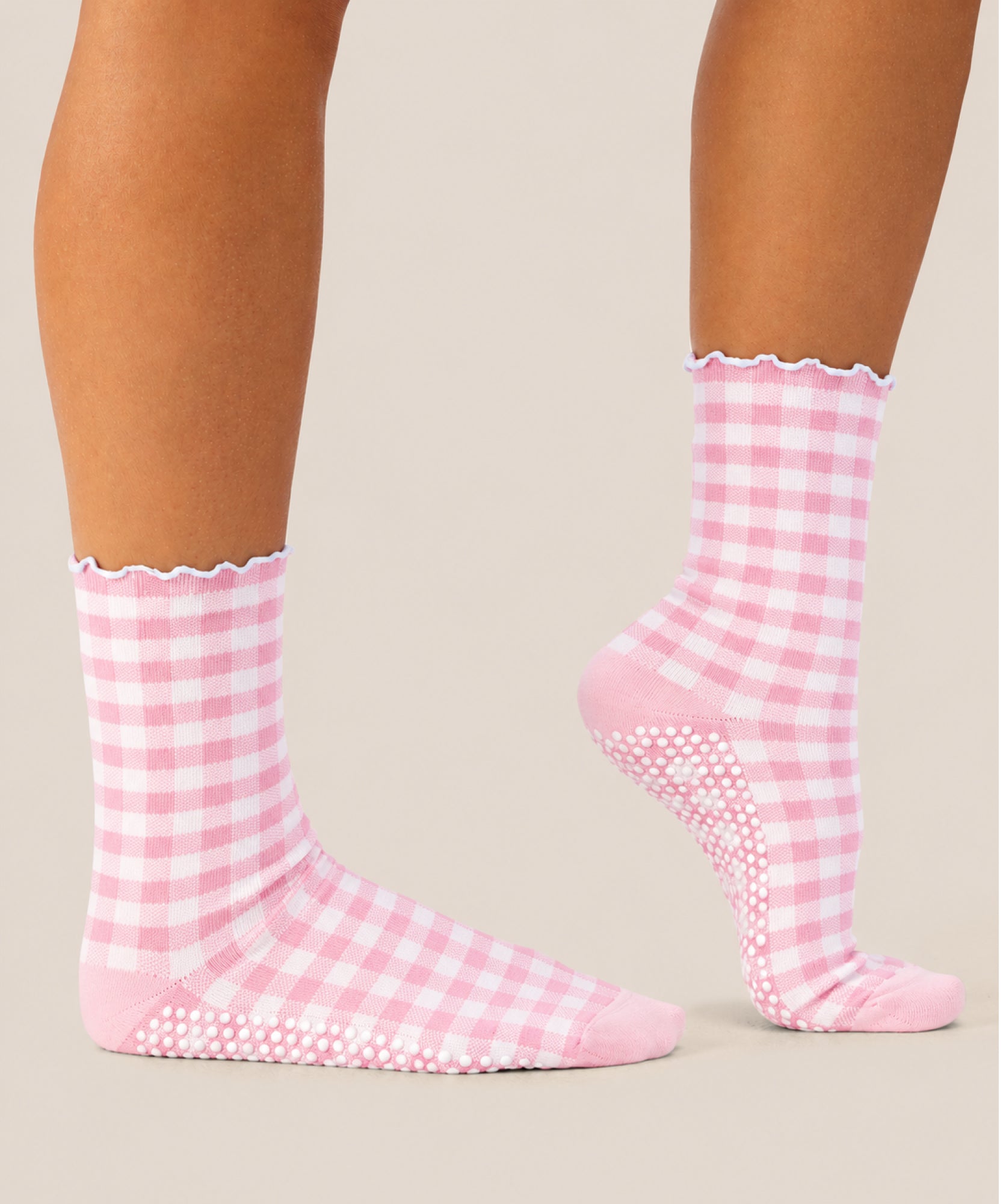 Crew Grip Socks - Picnic Check Pink